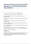 Healthcare Quality Improvement and Risk Management - C430 EXAM QUESTIONS AND ANSWERS 