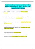 California Driver' License Written Test Practice Questions and Answers with Complete Solutions