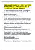 MED&sol;SURG NCLEX-RN HESI PRACTICE&comma; HESI Med Surg 1&comma; HESI MED SURG 1 TEST&comma; ACLS practice questions
