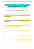 California DMV Permit Test Questions and Answers Verified A&plus; Work