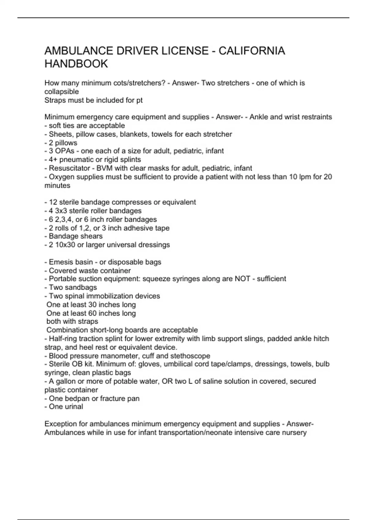 AMBULANCE DRIVER LICENSE CALIFORNIA HANDBOOK AMBULANCE DRIVER