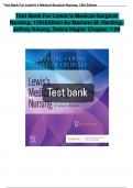 Test Bank - Lewis Medical Surgical Nursing, 12th Edition:Lewis Medical Surgical Nursing, 12th Edition: 100% Verified Questions & Answers: Updated A+Score  Solution