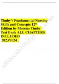Test bank timbys  fundamental nursing skills and concepts 12ed Latest update 2023-2024