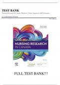 Test Bank For Nursing Research in Canada 5th Edition by Mina Singh||ISBN NO:10,0323778984||ISBN NO:13,978-0323778985||All Chapters||Complete Guide A+.
