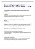 Exercise Physiology Pro  Exam 1  Questions And Answers Rated  A&plus; 2024&period;