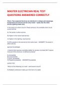 MASTER ELECTRICIAN REAL TEST QUESTIONS ANSWERED CORRECTLY