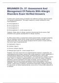 BRUNNER Ch. 37: Assessment And Management Of Patients With Allergic Disorders Exam Verified Answers