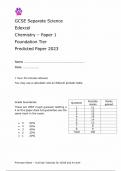 EDEXCEL  GCSE SEPARATE SCIENCE CHEMISTRY PAPER 1 FOUNDITION TIER  PREDICTED PAPER 2023