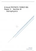 AQA A level PHYSICS BA Paper 3&Tab;Section B&Tab;Astrophysics Mark scheme June 2023