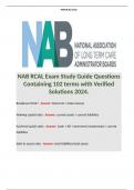 NAB RCAL Exam Study Guide Questions Containing 102 terms with Verified Solutions 2024.