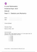 EDEXCEL A- LEVEL MATHEMATICS PAPER 3-STATISTICS AND MECHANICS PREDICTED PAPER 2023