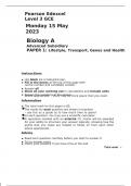 Pearson Edexcel Level 3 GCE     8BN0/01   Biology A  Advanced Subsidiary PAPER 1 Lifestyle, Transport, Genes and Health June 2023