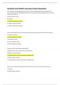 Accident and Health Insurance Exam Questions With Verified Answers Rated A&plus;