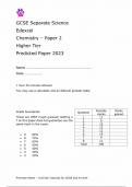EDEXCEL GCSE SEPARATE CHEMISTRY SCIENCE  PAPER 2 HIGHER TIER PREDICTED PAPER 2023