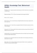 HOSA: Knowledge Test: Behavioral Health 71 Exam Study Questions with 100% Correct Answers | Verified
