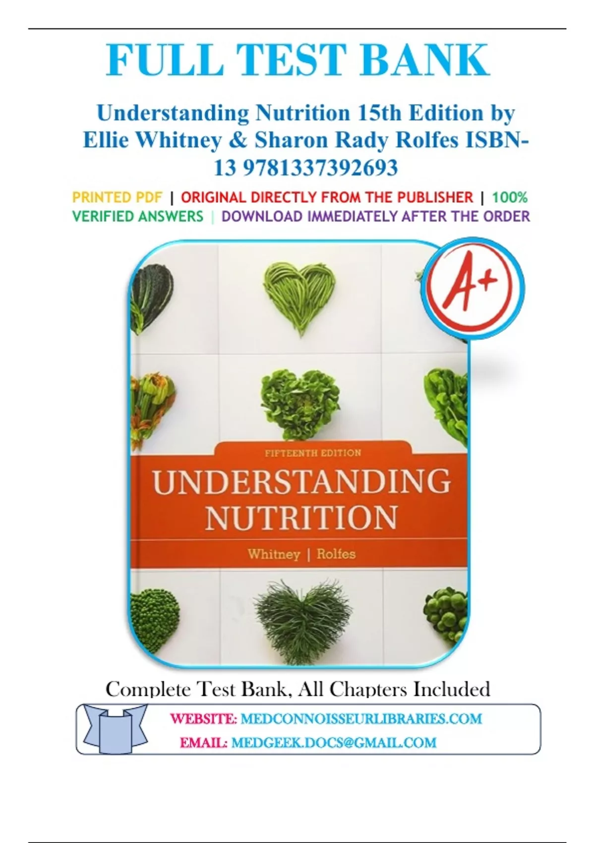 Test Bank for Understanding Nutrition 15th Edition by Ellie Whitney