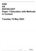 AQA AS SOCIOLOGY Paper 1 Education with Methods in Context  Tuesday 16 May 2023 