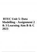 BTEC Unit 5: Data Modelling - Assignment 2 & 3 Learning Aim B & C 2024