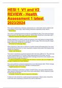 Exam for HESI 1 V1 and V2 REVIEW Health Assessment 1 latest 