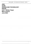 AQA GCSE DESIGN AND TECHNOLOGY 8552/W Unit 1 Written Paper Mark scheme June 2023 