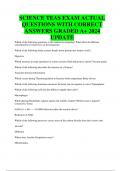 SCIENCE TEAS EXAM ACTUAL  QUESTIONS WITH CORRECT  ANSWERS GRADED A+ 2024  UPDATE 