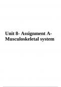 BTEC Applied Science Musculoskeletal system Unit 8 Assignment 2024