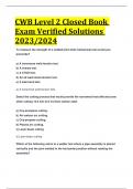 CWB Level 2 Closed Book Exam Verified Solutions 2023/2024