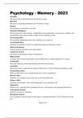 Psychology - Memory - 2023&sol;2024 COMPLETE GUIDE