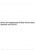 MUSI 250 Fundamentals of Music Week 8 Quiz 1 Questions and Answers.