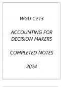 WGU C213 ACCOUNTING FOR DECISION MAKERS COMPLETED NOTES 2024.