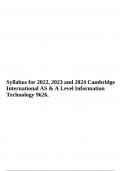 Syllabus for 2022, 2023 and 2024 Cambridge International AS & A Level Information Technology 9626.