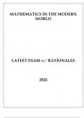MATHEMATICS IN THE MODERN WORLD LATEST EXAM WITH RATIONALES