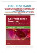 FULL TEST BANK For Contemporary Nursing: Issues, Trends, and Management, 7th Edition By Barbara Cherry. Susan R. jacob With 100% Verified Questions And Answers Graded A+      