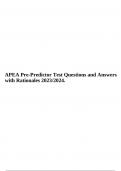 APEA Pre-Predictor Test Questions and Answers with Rationales 2023/2024.