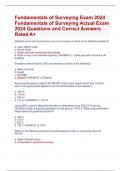 Fundamentals of Surveying Exam 2024 Fundamentals of Surveying Actual Exam  2024 Questions and Correct Answers  Rated A+