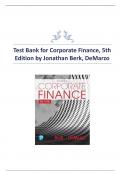 Test Bank for Corporate Finance, 5th Edition by Jonathan Berk, DeMarzo