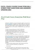 EXCEL CRASH COURSE EXAM FROM WALL STREET PREP QUESTIONS AND ANSWERS UPDATED 2023 2024