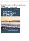 SOLUTION MANUAL FOR Business Mathematics In  Canada 11th Edition By F. Ernest J