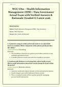 WGU C810 &ndash; Health Information Management &lpar;HIM&rpar; &sol; Data Governance Actual Exam with Verified Answers & Rationale &lpar;Graded A&rpar; Latest 2026