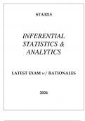 STA3215 INFERENTIAL STATISTICS & ANALYTICS LATEST EXAM WITH RATIONALES 2024.