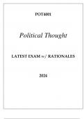 POT4001 POLITICAL THOUGHT LATEST EXAM WITH RATIONALES 2024.