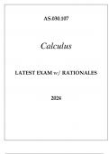 AS.030.107 CALCULUS LATEST EXAM WITH RATIONALES 2024.
