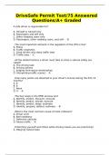 DriveSafe Permit Test&sol;75 Answered Questions&sol;A&plus; Graded