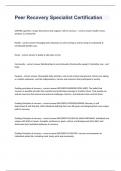 Peer Recovery Specialist Certification exam questions and 100&percnt; correct answers 