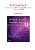 Test Bank for Interpersonal Relationships 8th Edition by Elizabeth C. Arnold & Kathleen Underman Boggs 9780323544801 Chapter 1-26 | Complete Guide A+