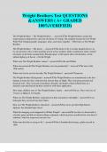 Wright Brothers Test QUESTIONS &ANSWERS &lpar; A&plus; GRADED 100&percnt;VERIFIED&rpar;