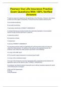 Pearson Vue Life Insurance Practice Exam Questions With 100% Verified Answers