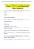 Pearson Vue National Health Insurance Practice Test Questions With 100% Correct Answers