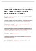 161 SPECIAL EDUCATION EC-12 EXAM 2024 EXPERTS CERTIFIED QUESTIONS AND ANSWERS ALREADY GRADED A&plus; 