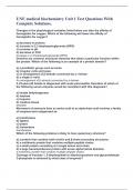 UNE medical biochemistry Unit 1 Test Questions With Complete Solutions.